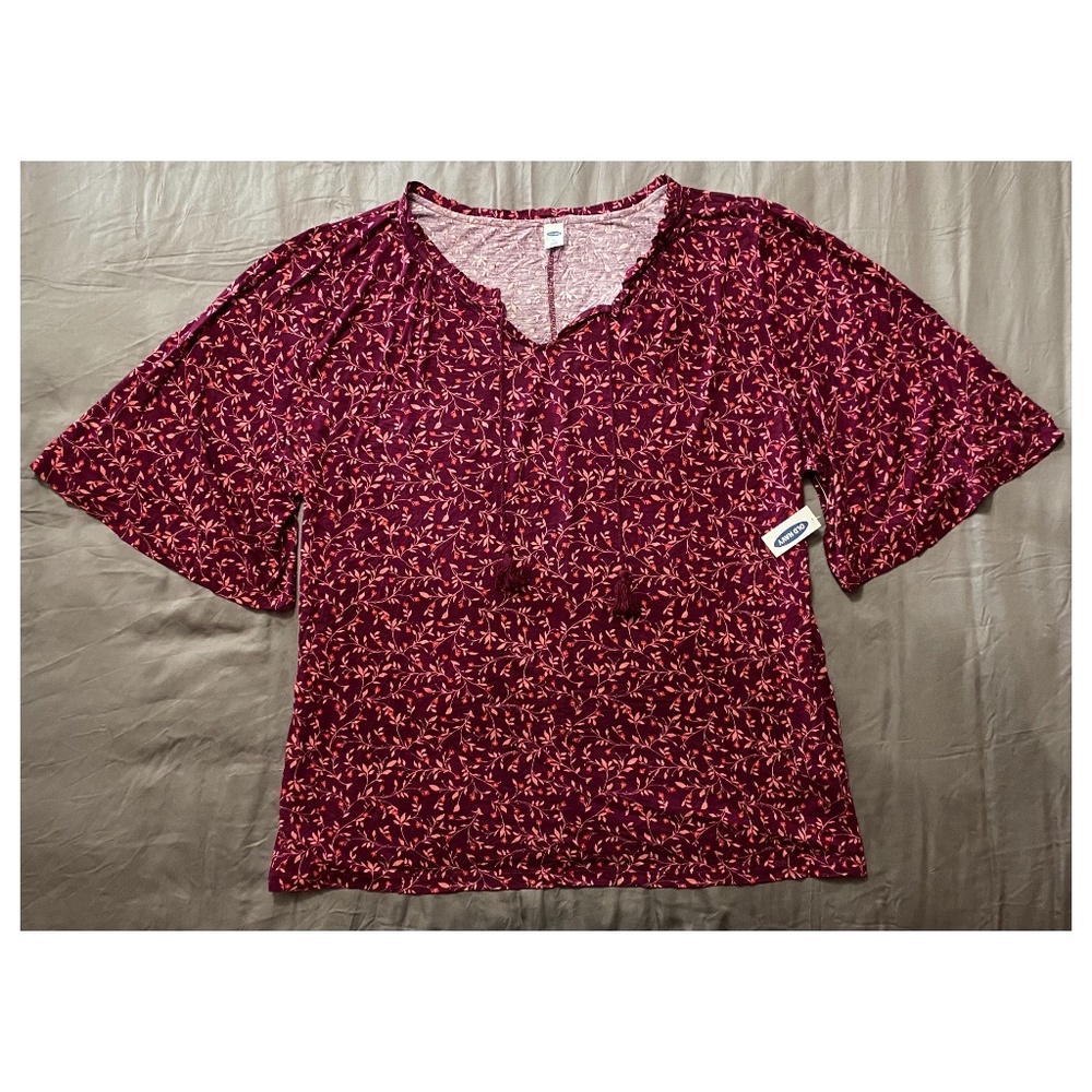 Burgundy Floral Blouse